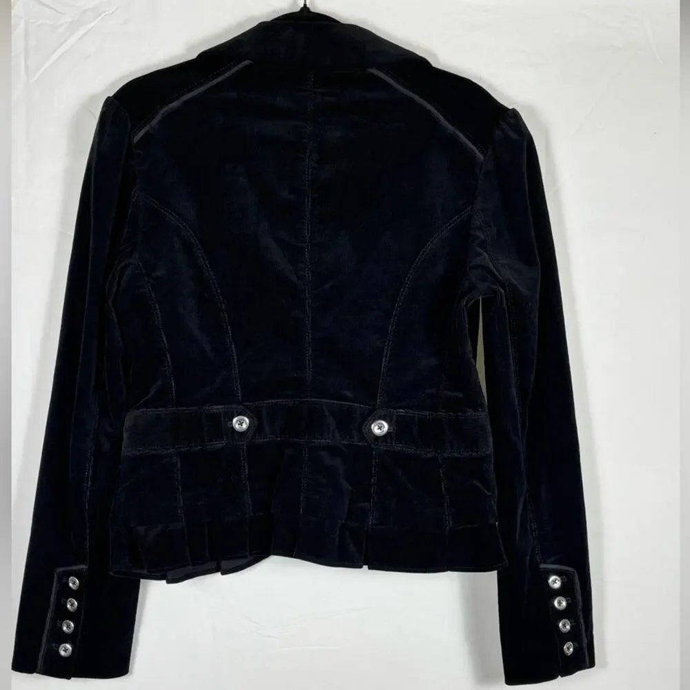 White House Black Market Blazer jacket Corduroy Buttons Black Size 8 - Picture 6 of 11